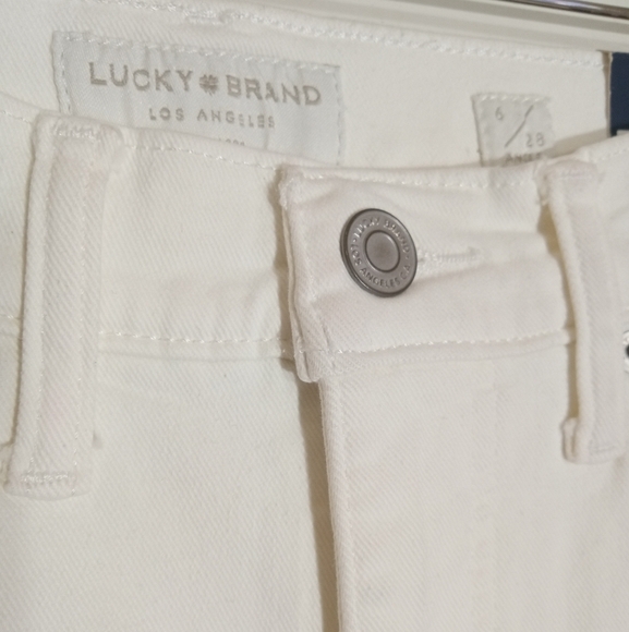 Lucky Brand Ava performance stretch mid rise skinny ankle jeans in white - Picture 4 of 11